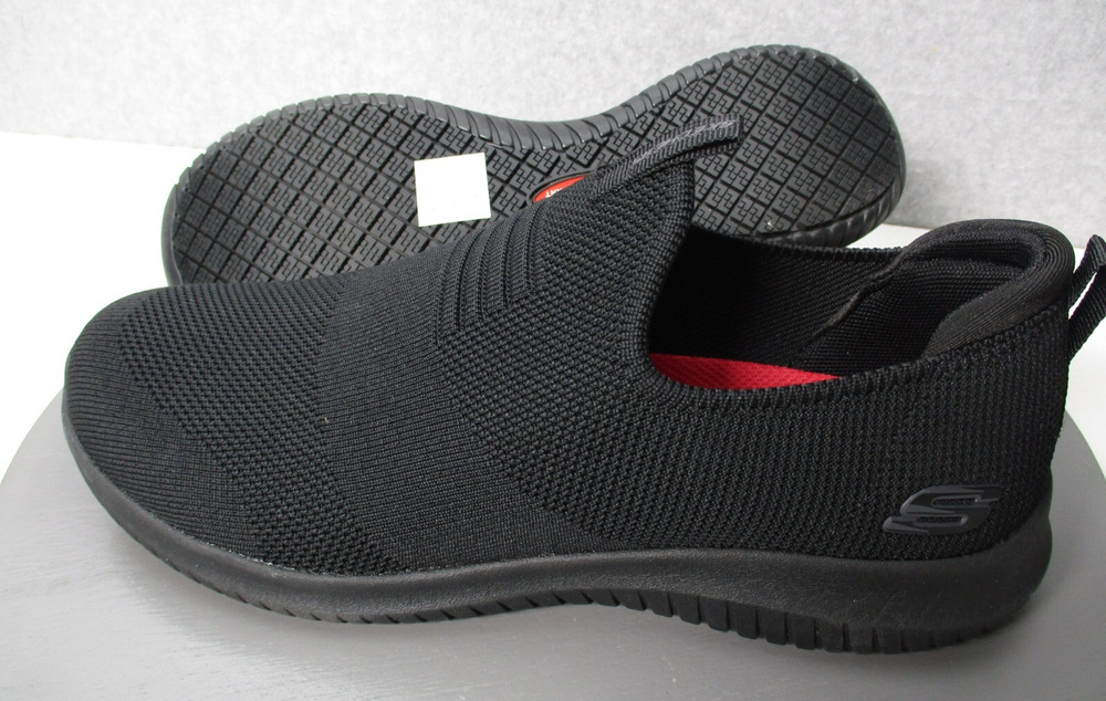 Skechers Womens Sz 10 Work Ultra Flex Slip Resistant Slip On Shoes Black